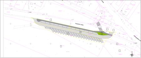 Izsek iz projekta, ki prikazuje ureditev parkirnih mest